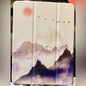 Apple iPad Case with travel pen. Mountains sceen